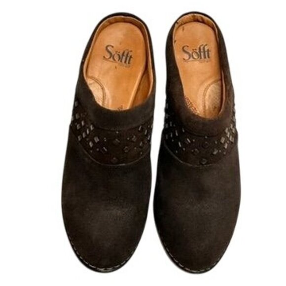 Söfft Studded Suede Mules Womens 10M Brown Studded Grunge Retro 90s 70s Y2k - Picture 7 of 11